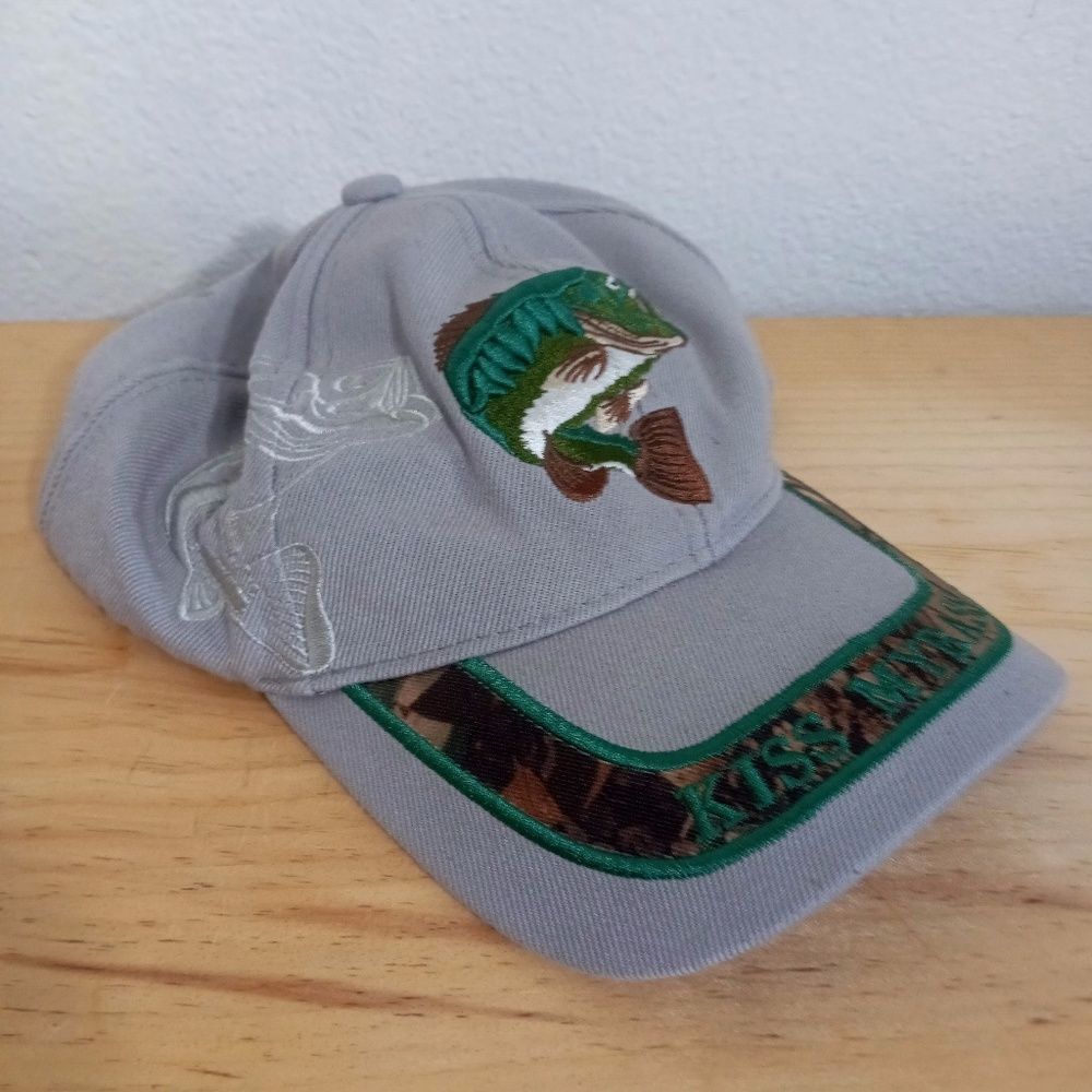 Fishing Hat Camo Kiss My Bass Baseball Cap Fishing Adjustable Back Adult OS